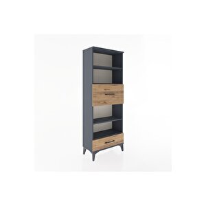 Arges Dolap 4 Raflı 2 Çekmeceli 60x30x163 Antrasit-çam