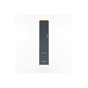Hyperion Dolap 2 Raflı 3 Çekmeceli Tek Askılı 44x44x221 Çam-antrasit