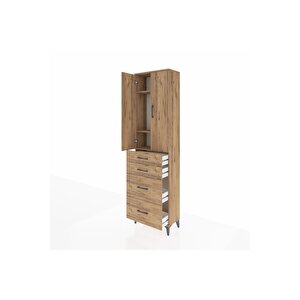 Arges Dolap 3 Raflı 4 Çekmeceli 2 Kapaklı 60x30x221 Çam-çam