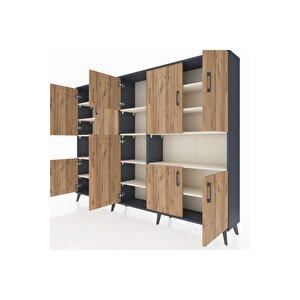 Arges Dolap 14 Raflı 10 Kapaklı 220x30x163 Antrasit-çam/aytaşı