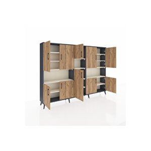 Arges Dolap 14 Raflı 10 Kapaklı 220x30x163 Antrasit-çam/aytaşı