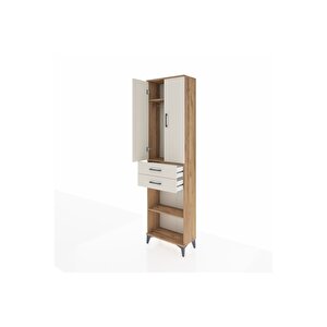 Arges Dolap 3 Raflı 2 Çekmeceli Tek Askılı 60x30x221 Çam-aytaşı