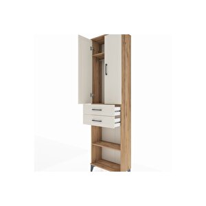 Arges Dolap 3 Raflı 2 Çekmeceli Tek Askılı 60x30x221 Çam-aytaşı
