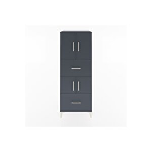 Hyperion Dolap 3 Raflı 2 Çekmeceli 4 Kapaklı 60x44x163 Antrasit-antrasit