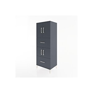 Hyperion Dolap 3 Raflı 2 Çekmeceli 4 Kapaklı 60x44x163 Antrasit-antrasit