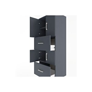Hyperion Dolap 3 Raflı 2 Çekmeceli 4 Kapaklı 60x44x163 Antrasit-antrasit