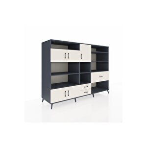 Kronos Dolap 13 Raflı 3 Çekmeceli 5 Kapaklı 220x59x163 Antrasit-aytaşı