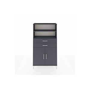 Arges Dolap 3 Raflı 2 Çekmeceli 2 Kapaklı 88x30x163 Antrasit-antrasit