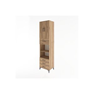 Hyperion Dolap 4 Raflı 4 Çekmeceli 2 Kapaklı 60x44x243 Çam-çam