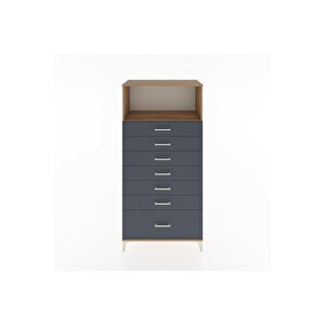 Hyperion Dolap Tek Raflı 7 Çekmeceli 88x44x182 Çam-antrasit
