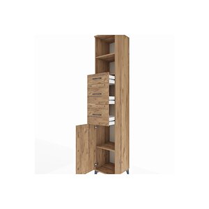 Hyperion Dolap 3 Raflı 3 Çekmeceli Tek Kapaklı 44x44x243 Çam-çam