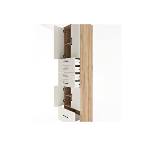 Hyperion Dolap 4 Raflı 5 Çekmeceli 4 Kapaklı 60x44x243 Çam-aytaşı