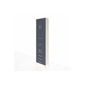 Arges Dolap 4 Raflı 5 Çekmeceli 4 Kapaklı 60x30x243 Aytaşı-antrasit