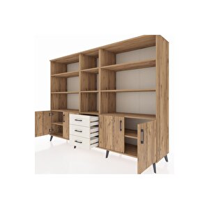 Hyperion Dolap 11 Raflı 3 Çekmeceli 4 Kapaklı 220x44x163 Çam-çam/aytaşı