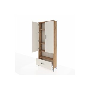 Arges Dolap 4 Raflı Tek Çekmeceli 2 Kapaklı 88x30x221 Çam-aytaşı