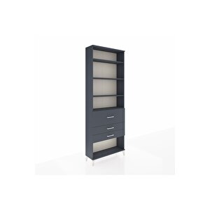 Arges Dolap 4 Raflı 3 Çekmeceli 88x30x243 Antrasit-antrasit
