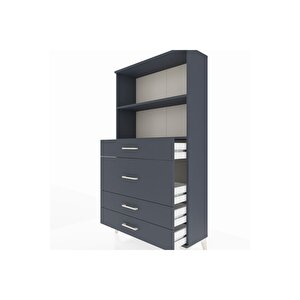 Arges Dolap 2 Raflı 4 Çekmeceli 88x30x163 Antrasit-antrasit