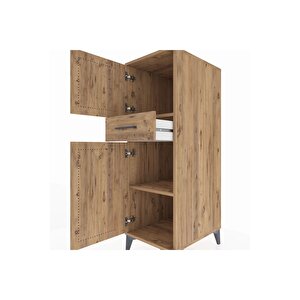 Kronos Dolap 2 Raflı Tek Çekmeceli 2 Kapaklı 44x59x134 Çam-çam