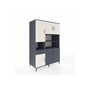 Kronos Dolap 9 Raflı 4 Çekmeceli 4 Kapaklı 132x59x195 Antrasit-aytaşı/antrasit