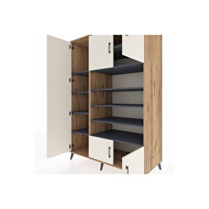 Kronos Dolap 10 Raflı 5 Kapaklı 132x59x195 Çam-aytaşı/antrasit