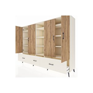 Hyperion Dolap 12 Raflı 3 Çekmeceli 4 Kapaklı 220x44x163 Aytaşı-çam/aytaşı