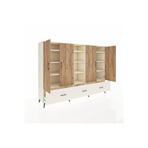 Hyperion Dolap 12 Raflı 3 Çekmeceli 4 Kapaklı 220x44x163 Aytaşı-çam/aytaşı