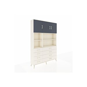 Arges Dolap 8 Raflı 8 Çekmeceli 3 Kapaklı 132x30x195 Aytaşı-antrasit/aytaşı