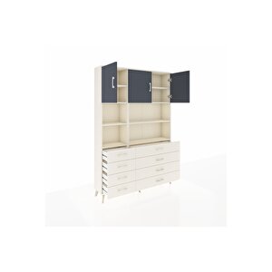 Arges Dolap 8 Raflı 8 Çekmeceli 3 Kapaklı 132x30x195 Aytaşı-antrasit/aytaşı