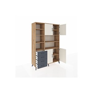 Hyperion Dolap 9 Raflı 4 Çekmeceli 4 Kapaklı 132x44x195 Çam-aytaşı/antrasit