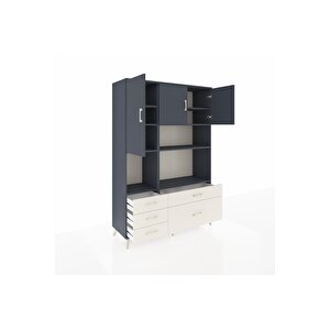 Hyperion Dolap 8 Raflı 5 Çekmeceli 3 Kapaklı 132x44x195 Antrasit-antrasit/aytaşı