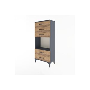 Arges Dolap Tek Raflı 5 Çekmeceli 60x30x134 Antrasit-çam