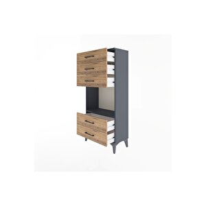 Arges Dolap Tek Raflı 5 Çekmeceli 60x30x134 Antrasit-çam