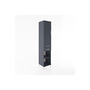 Hyperion Dolap 4 Raflı 2 Çekmeceli Tek Kapaklı 44x44x221 Antrasit-antrasit