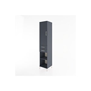 Hyperion Dolap 4 Raflı 2 Çekmeceli Tek Kapaklı 44x44x221 Antrasit-antrasit