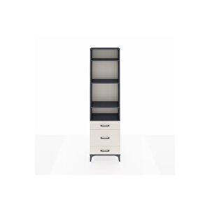 Arges Dolap 4 Raflı 3 Çekmeceli 60x30x221 Antrasit-aytaşı