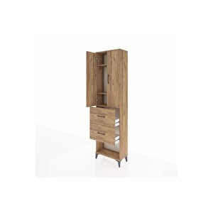 Arges Dolap 3 Raflı 2 Çekmeceli 2 Kapaklı 60x30x221 Çam-çam