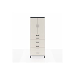 Arges Dolap 3 Raflı 6 Çekmeceli 2 Kapaklı 88x30x243 Antrasit-aytaşı