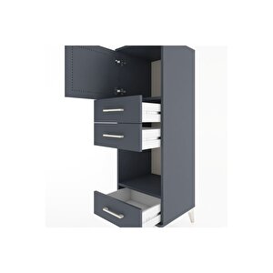 Hyperion Dolap 2 Raflı 3 Çekmeceli Tek Kapaklı 44x44x134 Antrasit-antrasit