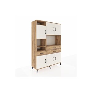 Hyperion Dolap 9 Raflı 3 Çekmeceli 6 Kapaklı 132x44x195 Çam-aytaşı/çam