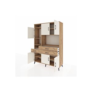 Hyperion Dolap 9 Raflı 3 Çekmeceli 6 Kapaklı 132x44x195 Çam-aytaşı/çam