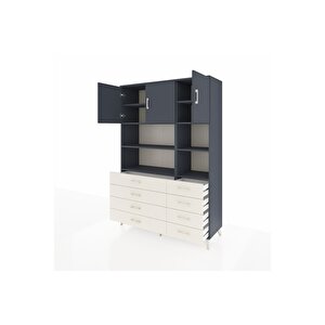 Hyperion Dolap 8 Raflı 8 Çekmeceli 3 Kapaklı 132x44x195 Antrasit-antrasit/aytaşı