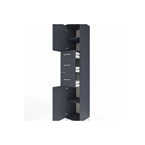 Hyperion Dolap 3 Raflı 3 Çekmeceli 2 Kapaklı 44x44x243 Antrasit-antrasit