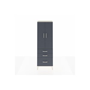 Arges Dolap 4 Raflı 3 Çekmeceli 2 Kapaklı 60x30x182 Aytaşı-antrasit