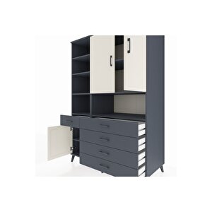 Kronos Dolap 8 Raflı 5 Çekmeceli 3 Kapaklı 132x59x195 Antrasit-aytaşı/antrasit