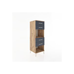 Hyperion Dolap Tek Raflı 4 Çekmeceli 44x44x134 Çam-antrasit