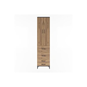 Arges Dolap 4 Raflı 4 Çekmeceli 2 Kapaklı 60x30x243 Antrasit-çam