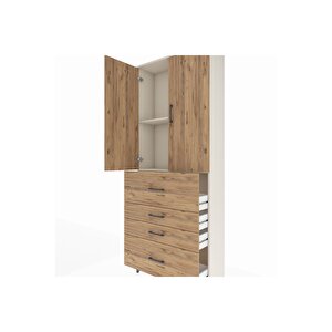 Arges Dolap 2 Raflı 4 Çekmeceli 2 Kapaklı 88x30x221 Aytaşı-çam