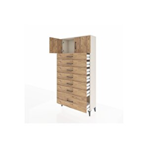 Arges Dolap Tek Raflı 7 Çekmeceli 2 Kapaklı 88x30x182 Aytaşı-çam