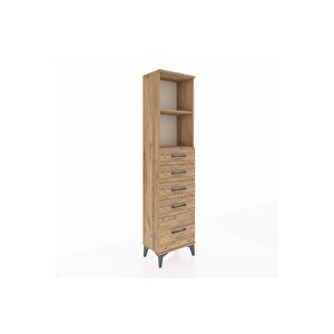 Arges Dolap 2 Raflı 5 Çekmeceli 44x30x182 Çam-çam