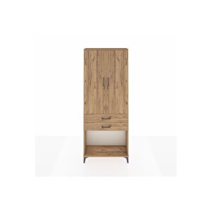 Arges Dolap 2 Raflı 2 Çekmeceli Tek Askılı 88x30x221 Çam-çam